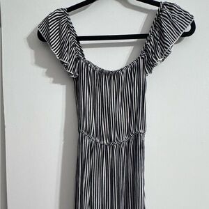 Amuse Society Black and White Striped Midi Dress